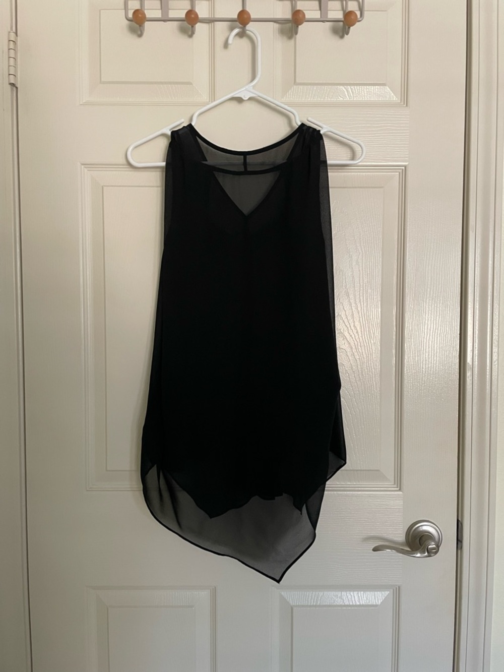 AllSaints Black Sleeveless V-Neck Chiffon Top - Picture 2 of 5